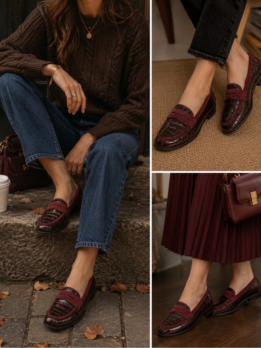 Aquatalia Croc Patent & Suede Penny Loafers Size 9